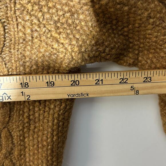 Faherty Cable Knit Baby Alpaca Cropped Brown Cardigan Sweater Women’s Size Large - Picture 7 of 8